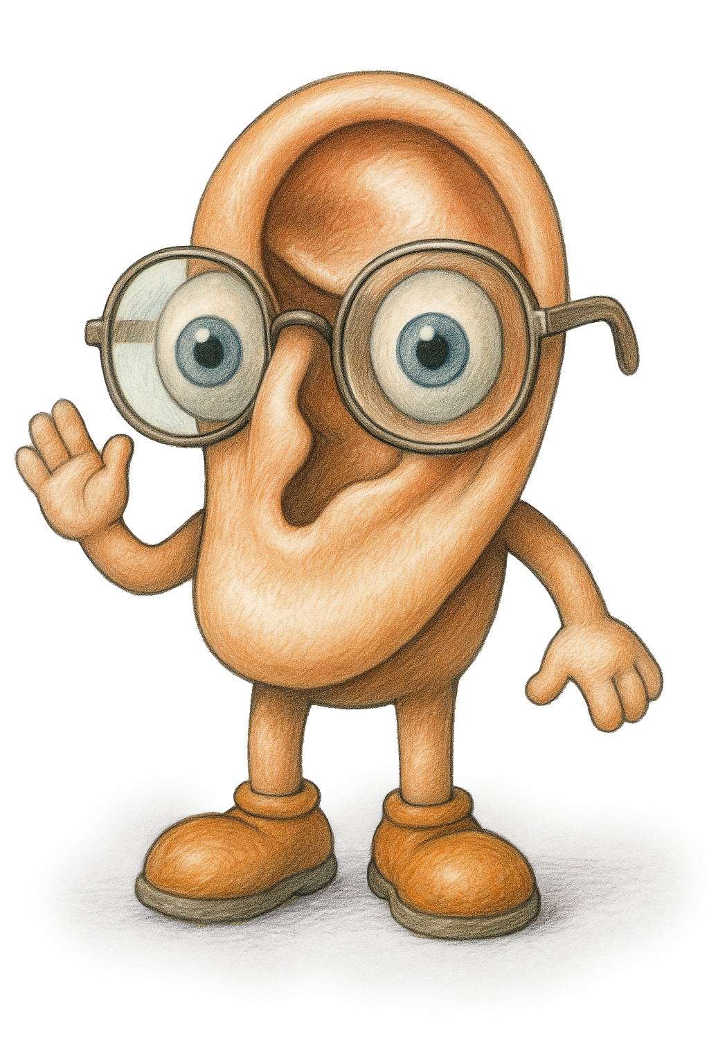 Oreille avec des lunettes et de gros yeux